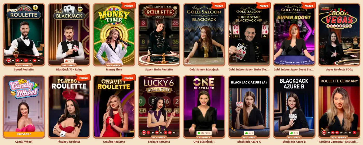 Casino en vivo y juegos de mesa de BillyBets